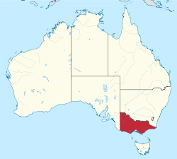 Map of Australia with  Victoria highlighted